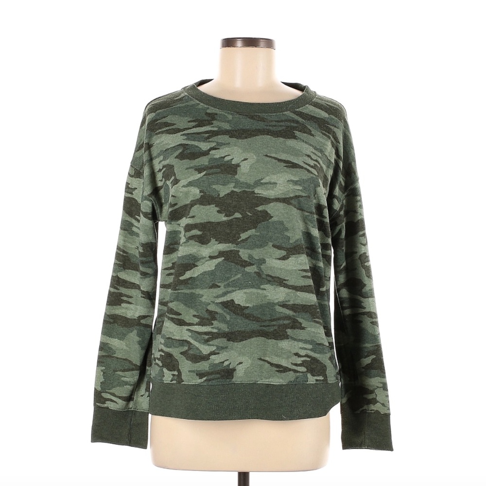 Splendid Green Camo Crewneck Sweatshirt Womens Size 2X Long Sleeve